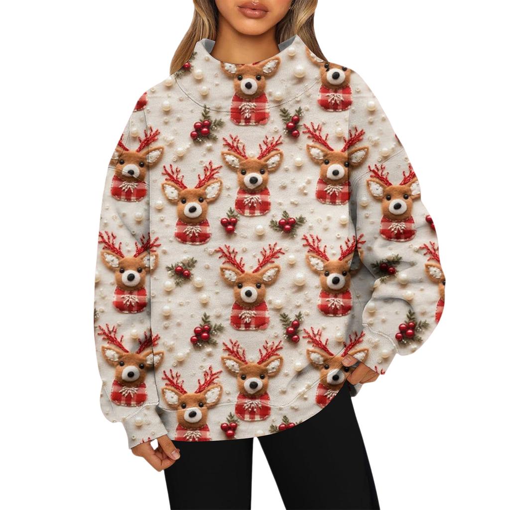 Dámská mikina s rolákem Podzimní pohodlná nadměrná mikina Elegantní pulovrové mikiny Bez kapuce Hřejivé topy s rolákem