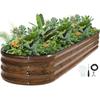 Oval Metal Outdoor Raised Garden Bed 8x2x1ft with Protective Tape Gloves Tools for Vegetables Fruits Flowers Herbs Grain Garden