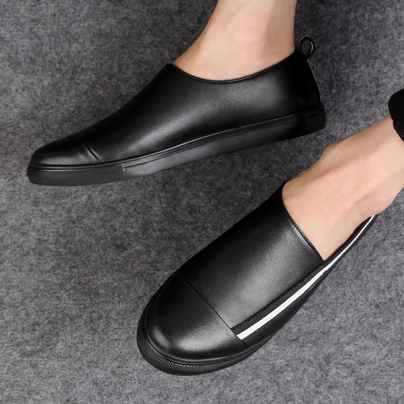 Fashion Fashion Brand Men's Genuine Leather Casual Shoes Simple White Men's Loafers Outdoor Commuting Park Walking Low Top Shoes