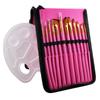 13-Piece Mixed Bristle Paintbrush Set with Bag & Palette for Oil, Watercolor & Acrylic