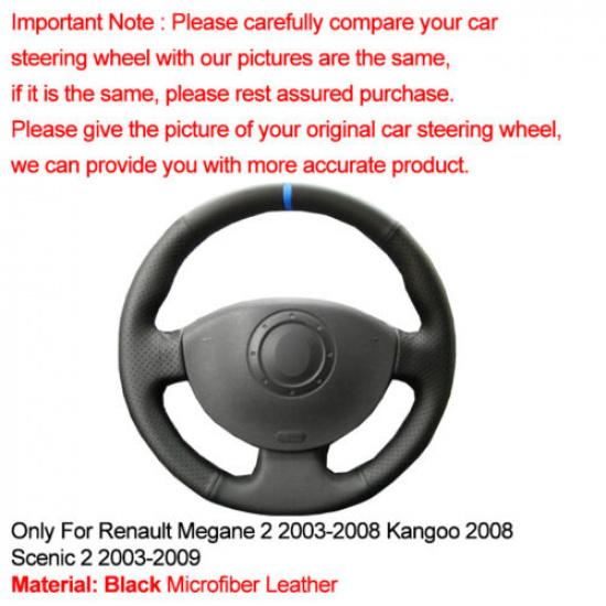 For Renault Megane 2 2003-2008 Kangoo Scenic 2 Hand Sewing Steering Wheel Cover