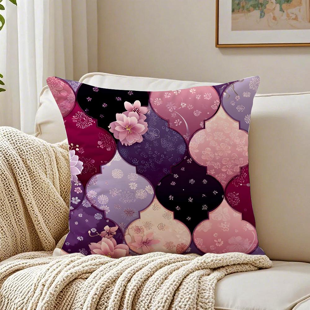 MMoroccan Pattern Cushion Cover Linen Pillowcase Soft for Sofa Bed Home Room Decor