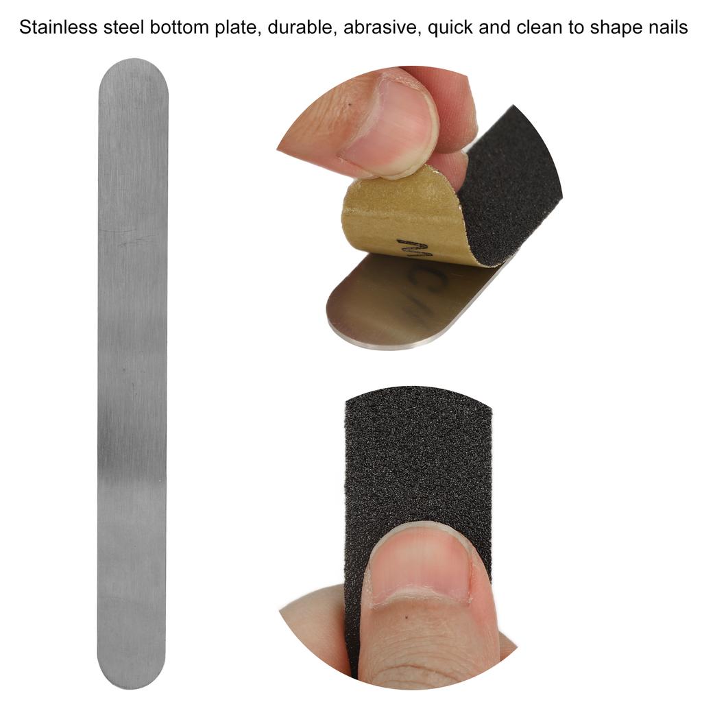 100 Stück Ersatz-Nagelfeilenstreifen-Set mit wiederverwendbarer Edelstahl-Nagelfeilen-Grundplatte