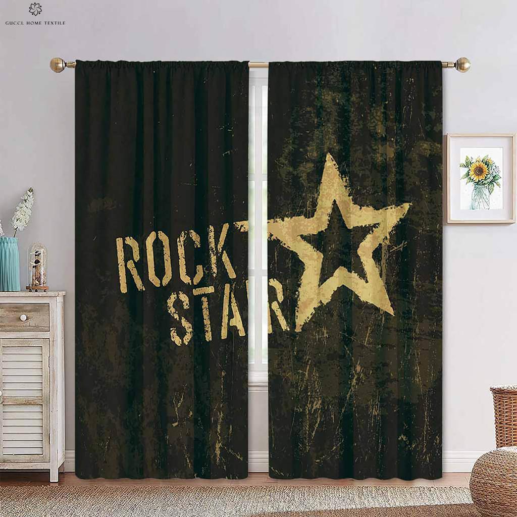 Camouflage Star Five-Pointed Star 3d Printing Curtains Suitable For Bedroom Living Room Kitchen Window Decoration Curtains 2 Pcs