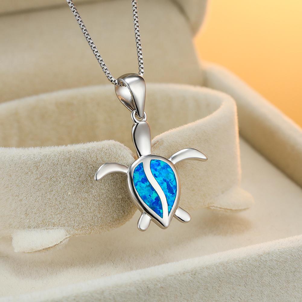 

European and American Style Rose Gold Single Turtle Pendant Necklace Simple Cartoon