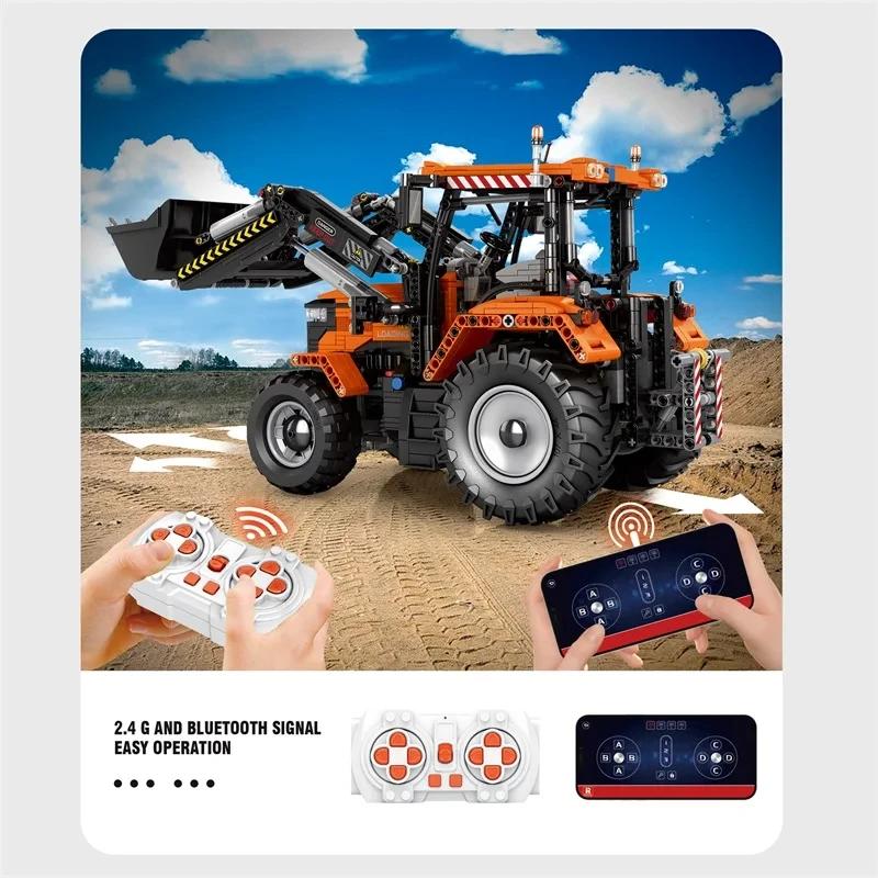 1496PCS Remote Control Loading Tractor Building Blocks RC Farm Car Model Technology Bricks Children DIY Toys Birthday Gifts