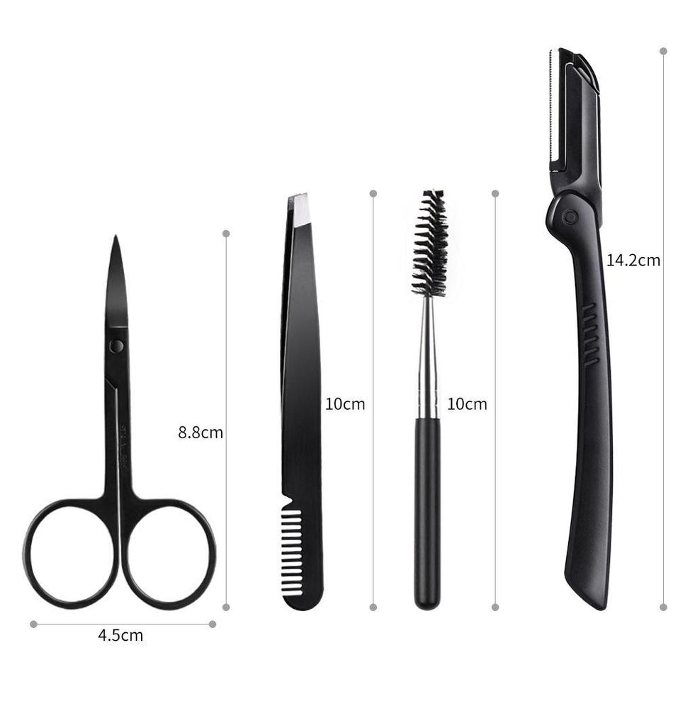 Detachable Eyebrow Razor & Scissors Beauty Set with Eyelash Brush and Comb