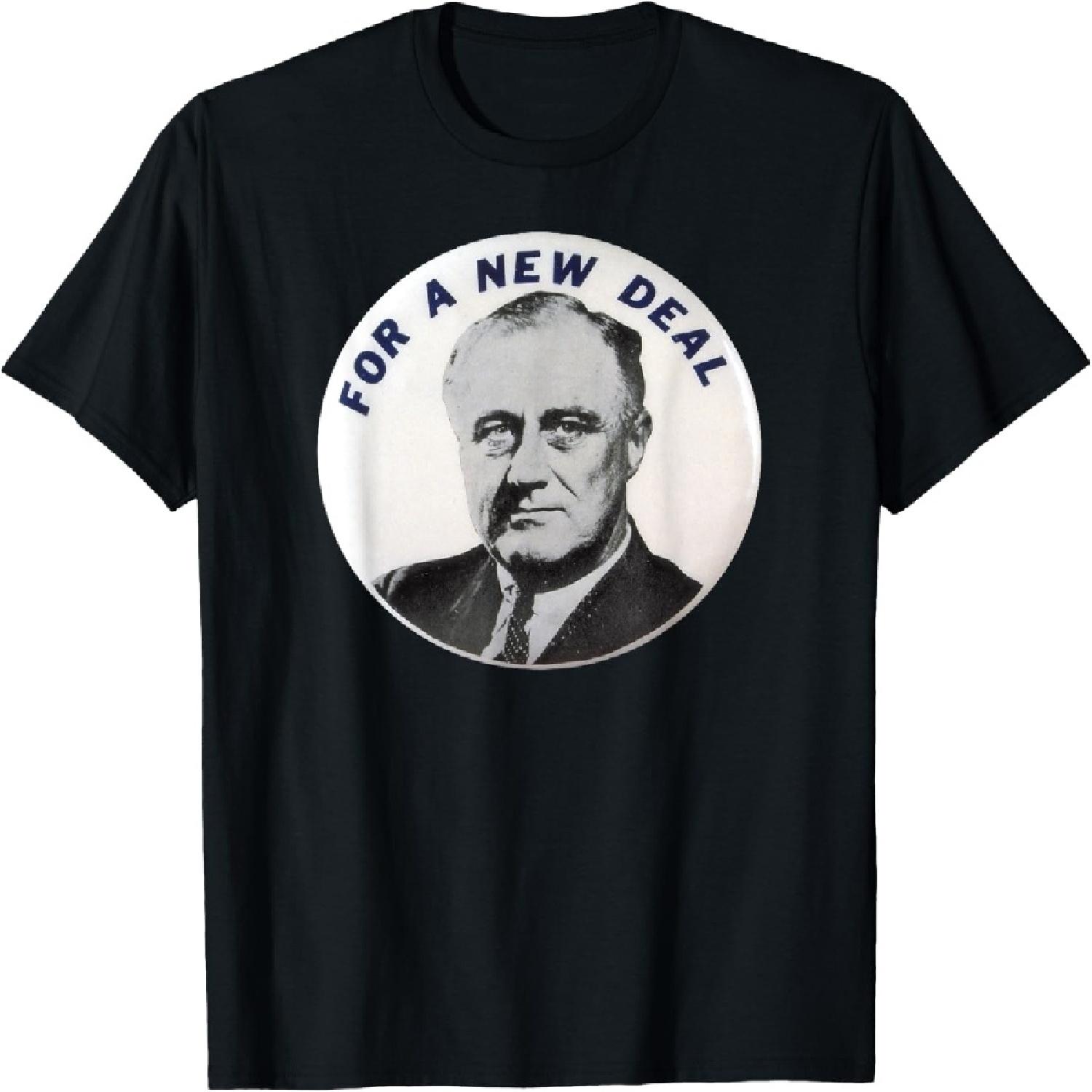 Vintage For a New Deal FDR Franklin Delano Roosevelt T Shirt T-Shirt XXXXXL разноцветный