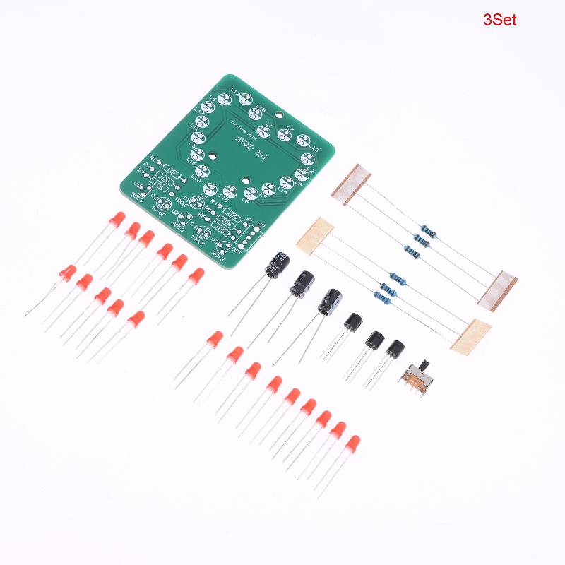 Diy Heart-Shaped Led Flowing Lights Electronic Kit 18 Red Led Light Pcb Soldering Kit With Battery Box Dc3V Circuit Board Module