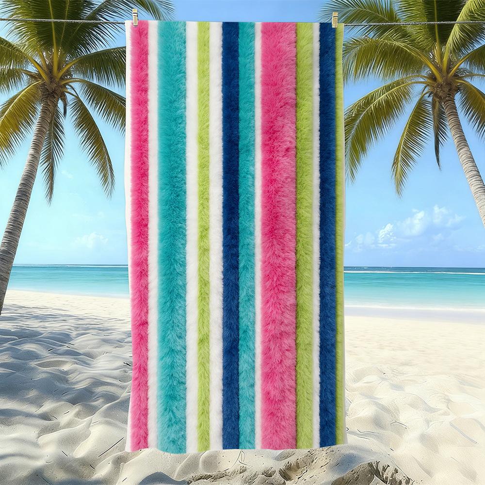 Populaire gestreepte bedrukte strandlaken Sneldrogend Zandvrij Volwassen Zwem Bad Handdoek Microvezel Handdoek