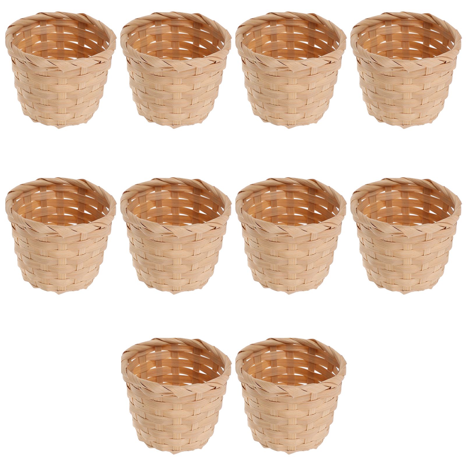 10pcs Rural Woven Baskets Fruit Arrangement Baskets Portable Storage Baskets Bamboo Mini Desktop Storage Basket Photo Prop