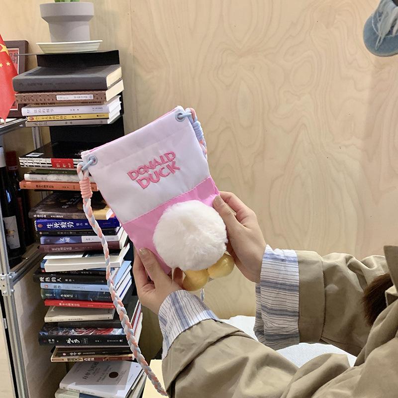 New girl mobile phone bag fashion plush doll pendant large capacity shoulder bag duck duck tote bag women