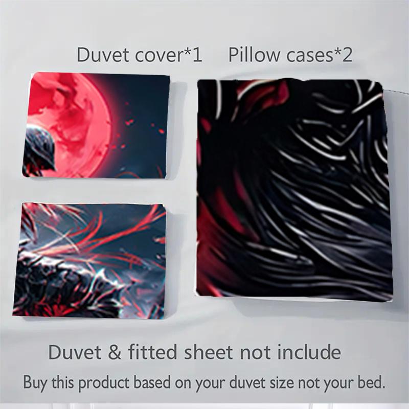 3 Stück Blutmond-Krieger Fantasy-Kunstdruck Heimdekoration Bettwäsche-Set - Universelles Dreiteiliges Set für Schlafzimmer, Gästezimmer, Wohnzimmer, Hotel - Perf