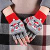 Winter Cute Girls Christmas Gloves Kids Warm Cartoon Gloves Students Fingerless Writing Gloves with Flip Cover 7-13Y