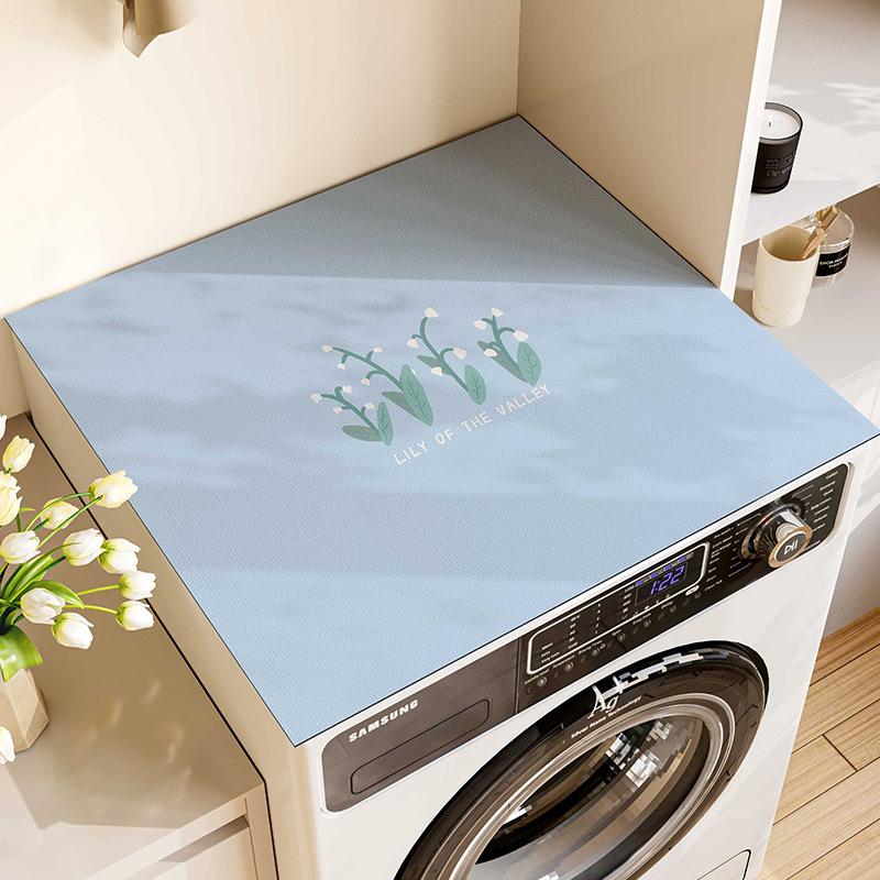 Ins-Style Drum Washing Machine Dust Cover & Fridge Diatomaceous Earth Non-Slip Water Absorption Mat