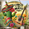 Rustic Cinco De Mayo Wooden Sign, Charming Round Sign for Front Door, Wall Hanging Decor - Ideal Fiesta Celebration Gift for Friends & Family