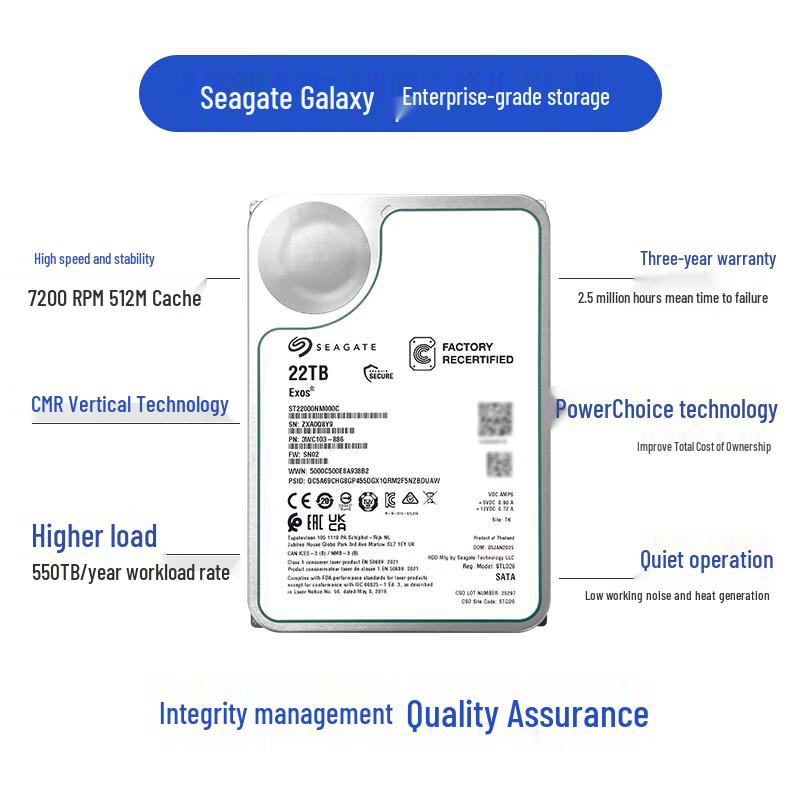 Seagate Exos 22TB Enterprise Hard Drive