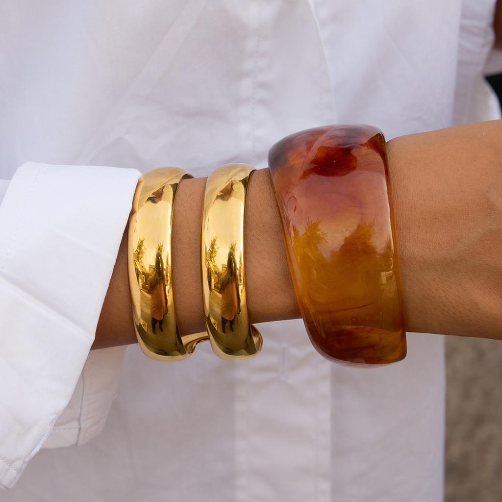 Minimalist 18K gold, light luxury high-end double-layer hollow opening bracelet, bracelet jewelry.