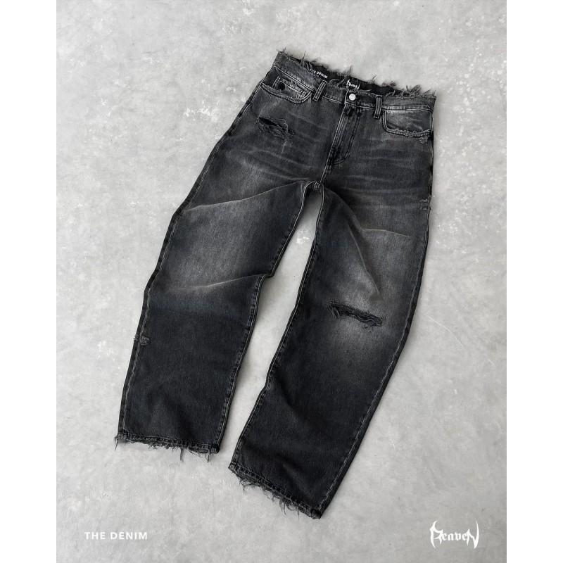 Washed Distressed Straight Fit Denim Jeans Men Women Casual Streetwear 2025