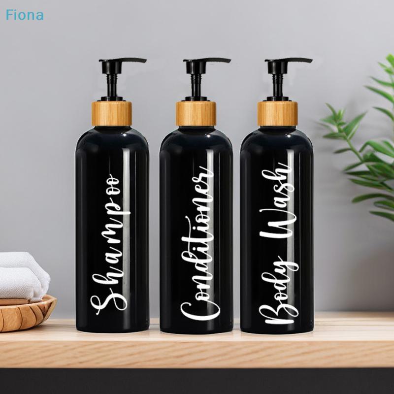 3Pcs Refillable Shampoo Conditioner Body Wash Pump Bottles,Bamboo Lid Plastic Shower Dispenser Set for Bathroom