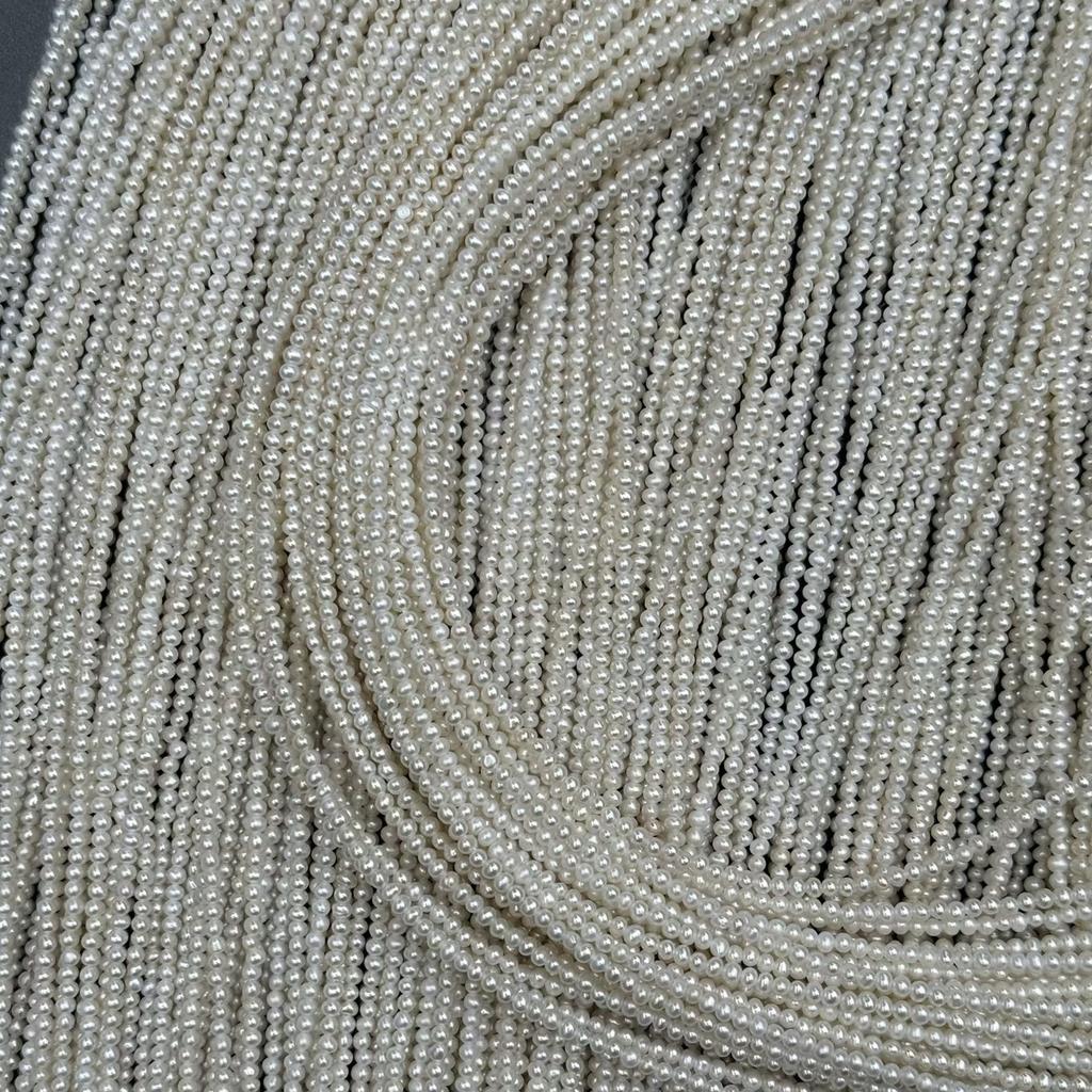 1String, White Natural Freshwater Pearls Beads for Jewelry Making DIY Crafts (Beads 2.5-3mm, Length 36cm)
