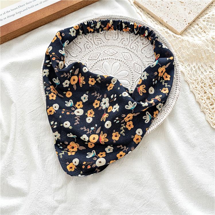 New Style Floral Countryside-style Headscarf Hairband Women's Stretchable Elastic Triangular Scarf Versatile Headband