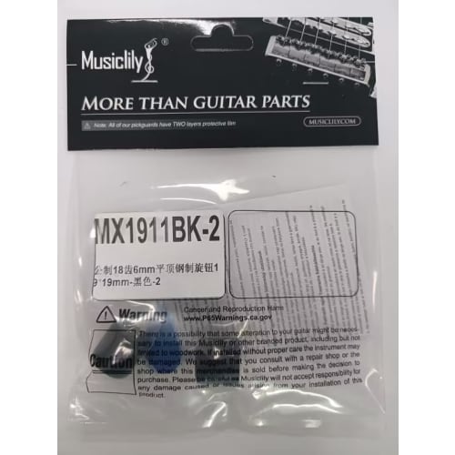 Musiclily Pro Dome Knobs, Metric Size, Steel, for Imported TL Telecaster Electric Guitar/PB Precision Bass, Black (Set of 2)