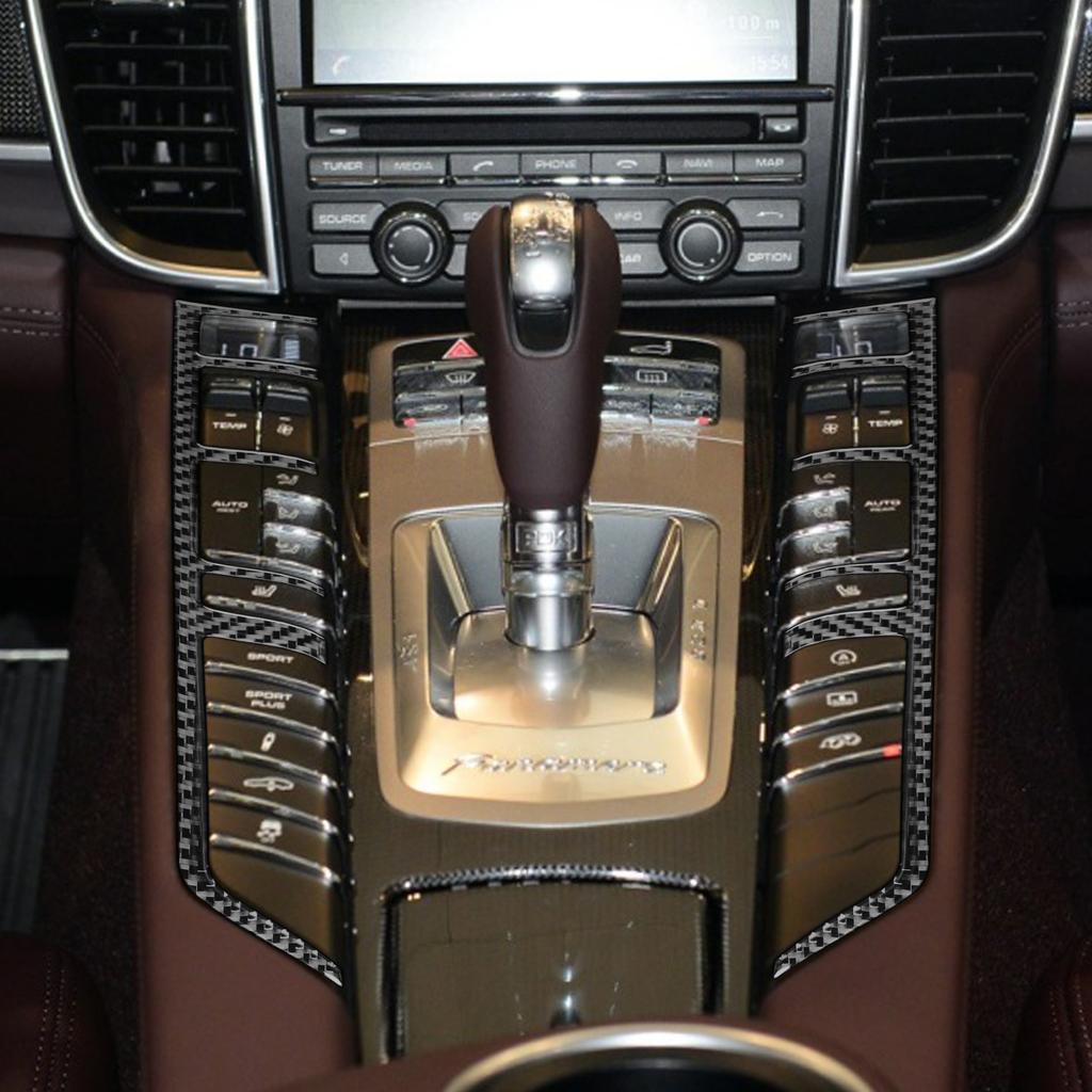 For Porsche Panamera 2010-2016 Real Carbon Fiber Central Control Function Button Frame Strips Car Interiors Accessories