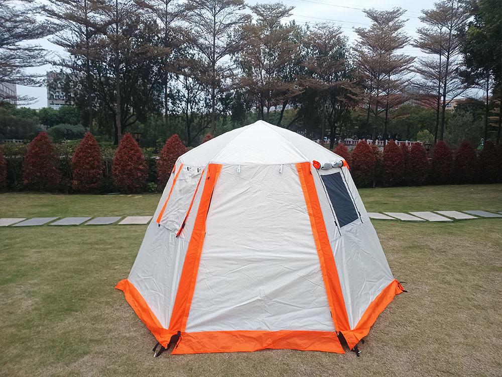 Automatic Hexagonal Camping Tent, Double Layer with Aluminum Poles for 3-8 People, Sun Protection & Rainproof