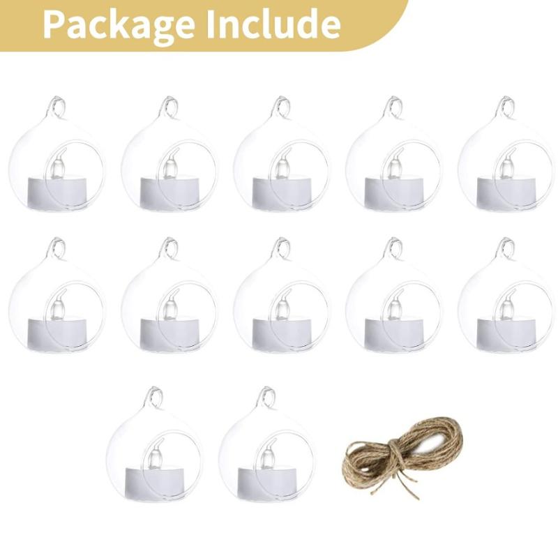 6/8cm Hanging Glass Tealight Holder Globe Glass Orbs Air Plants LED Candle Holders for Wedding Party Decor Indoor Outdoor Garden