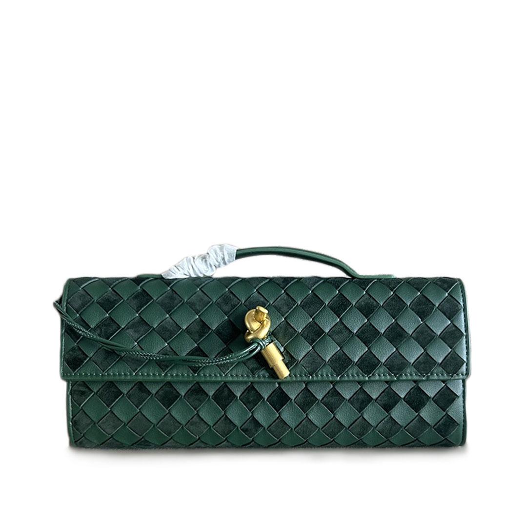 Женский клатч из плетеной кашемировой кожи, осень/зима 2024 г.: Сумка на плечо, через плечо и вечерняя сумка с цветным замком 31*13*4cm