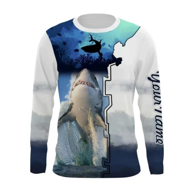 Autumn Men's Long Sleeved T-shirt 3D Printed Fishing Casual Sports Top Shirt
