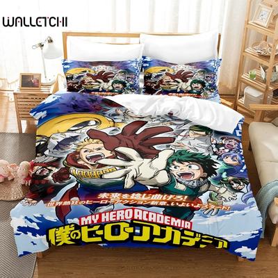 My Hero Academia Ensemble de Literie Anime Japonais Housse de Couette Confortable Simple Double Queen Twin Taille Complète Housse de Couette Adolescents Linge de Lit