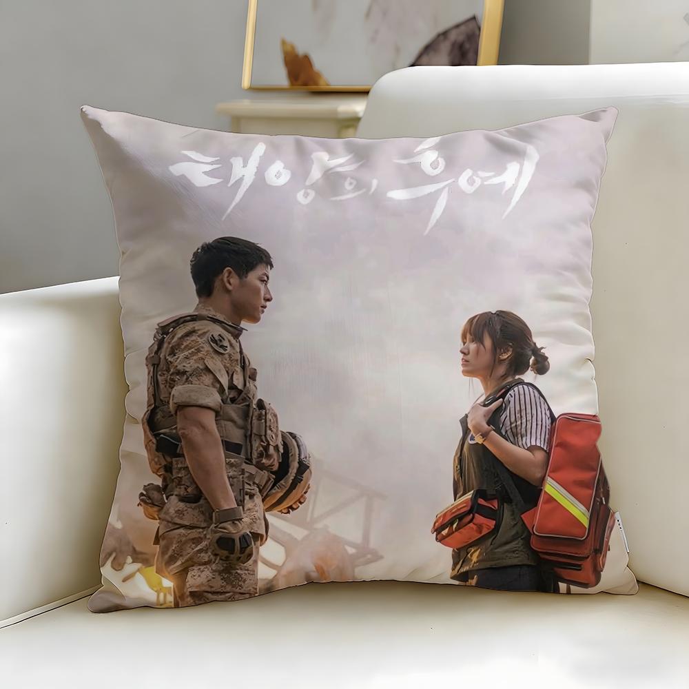 TV Series Descendants of the Sun Cushion Cover Soft EasyWash Pillow Case Versatile for Couch Bed Travel and Office