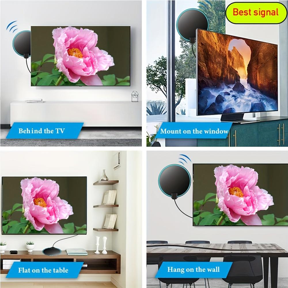 Digitale HDTV-Antenne mit großer Reichweite, 100 Meilen, verstärkter Signalverstärker für den Innenbereich, unterstützt 4K 1080P, UHF, VHF, FM, lokale Kanäle mit