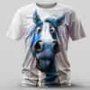 T-shirt da uomo a maniche corte con stampa 3D motivo cavallo stile retrò casual street sport outdoor maglietta girocollo top cloti