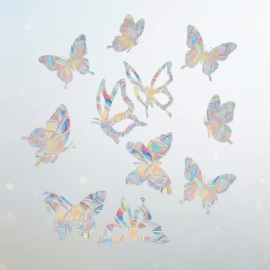 Static PVC Window Sticker Rainbow Prism Butterfly Pattern Home Decoration Anti Collision Glass Sticker