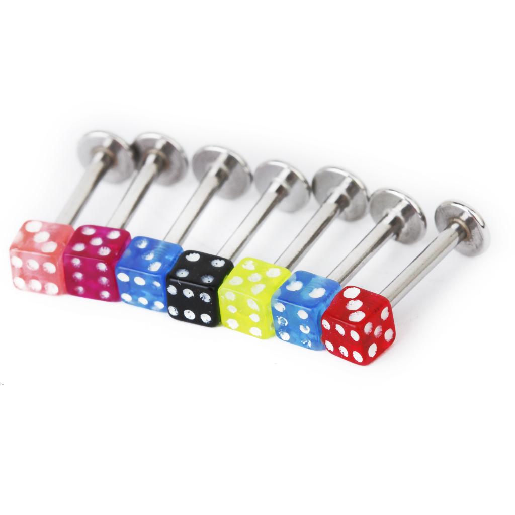 20 Stück Gemischte Würfel Lippenstecker Kinn Zunge Ringe Bar Labret Körperschmuck Piercing Schmuck