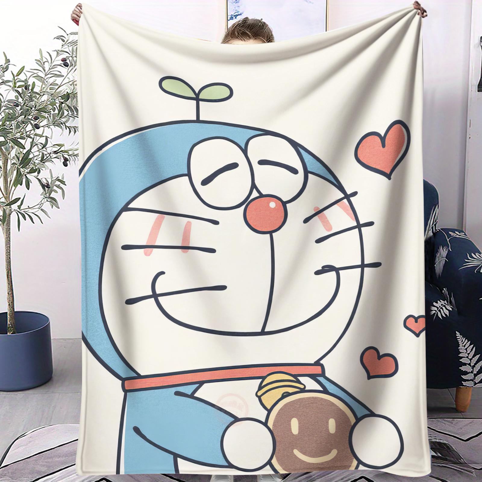 

Virus Cute Doraemon Plush Blanket Small Lightweight Cover Blanket Four Seasons Dormitory Sofa Napping Travel Camping Home Gift 70x100cm