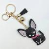 Bag Pendant Dog Keyring Cute Animals Crystal Keychain Girl Friend Chihuahua Keychain  Women Girls