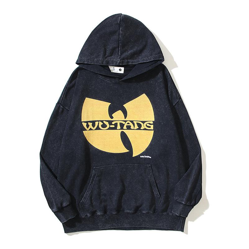 European and American Street Rock Band Wu-tang Wudang Hooded Sweatshirt for Men and Women, Loose Washed Vintage Vintage Hoodie