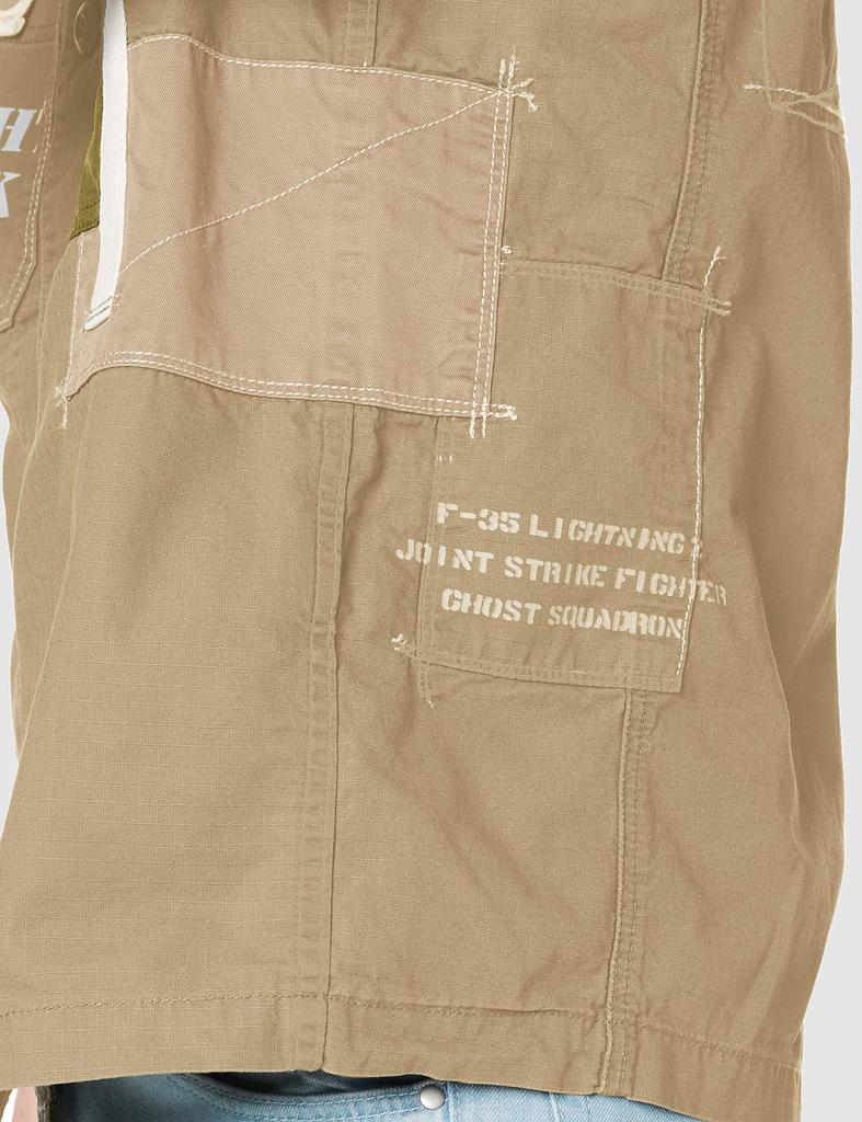 Shirt REMAKE MILITARY SHIRTS 6105094 53 KHAKI Japan L to Japanese size [AVIREX] S/S Men's (equivalent L)