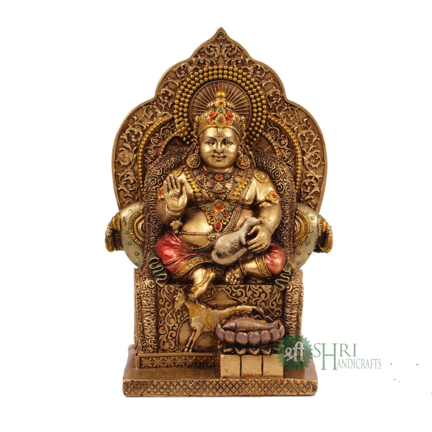 Resin Kuber Maharaj Lord Of Treasure Wealth Statue, Dhan Kuber Ji Murti -7 Inch