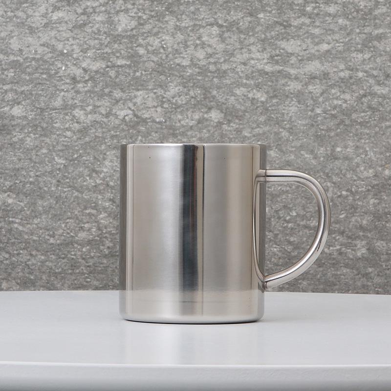 Copper-Plated 304 Stainless Steel Double-Layer Coffee Mug with Laser Logo, 400ml