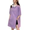 Japanese brand womens long T-shirt dress slits five-minute sleeves tunic solid color oversized body coverage wear one mile.