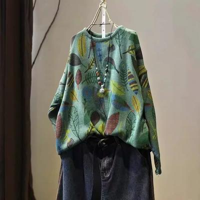 Winter Herfst Vintage Print Dames Korea Mode Lange Mouw Pullover Trui Vrouwelijk Goede Kwaliteit Zacht Casual Los Gebreide Tops