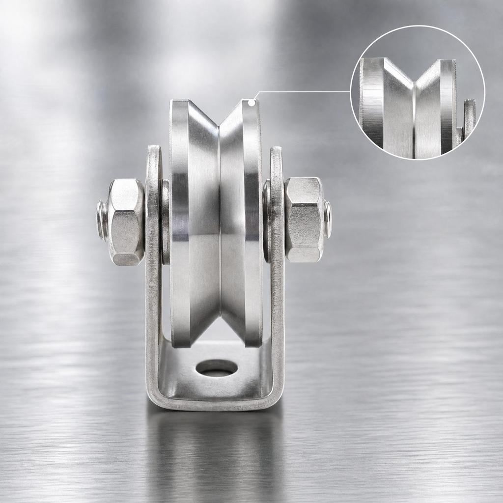 Stainless Steel Sliding Roller Grooved with Metal Bracket Smooth Rolling Door