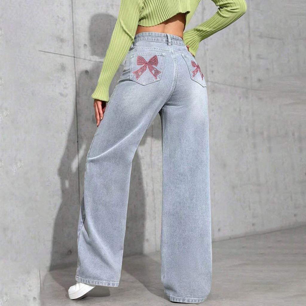 Pantaloni da Donna Taglia Grande Jeans Elasticizzati Larghi Pantaloni Semi-Elastici