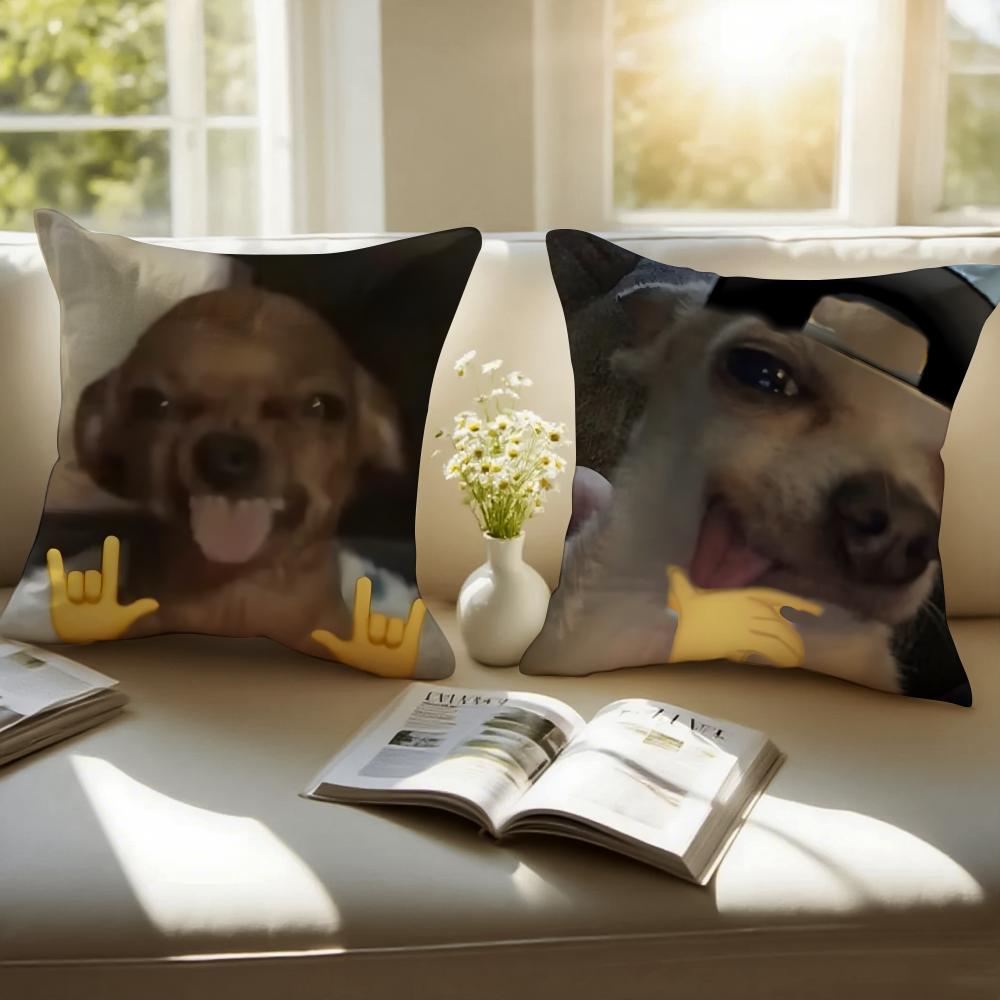 Abstract Cute Funny Pet Dog Meme Cushion Cover Pillowcase Antidustmite Invisible Zipper Short Plush Sofa Cushion
