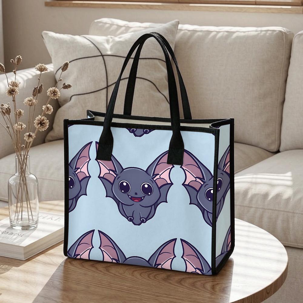 Cute Cartoon Bat Pattern Casual Tote Bag Portable Daily Shoulder Handbag